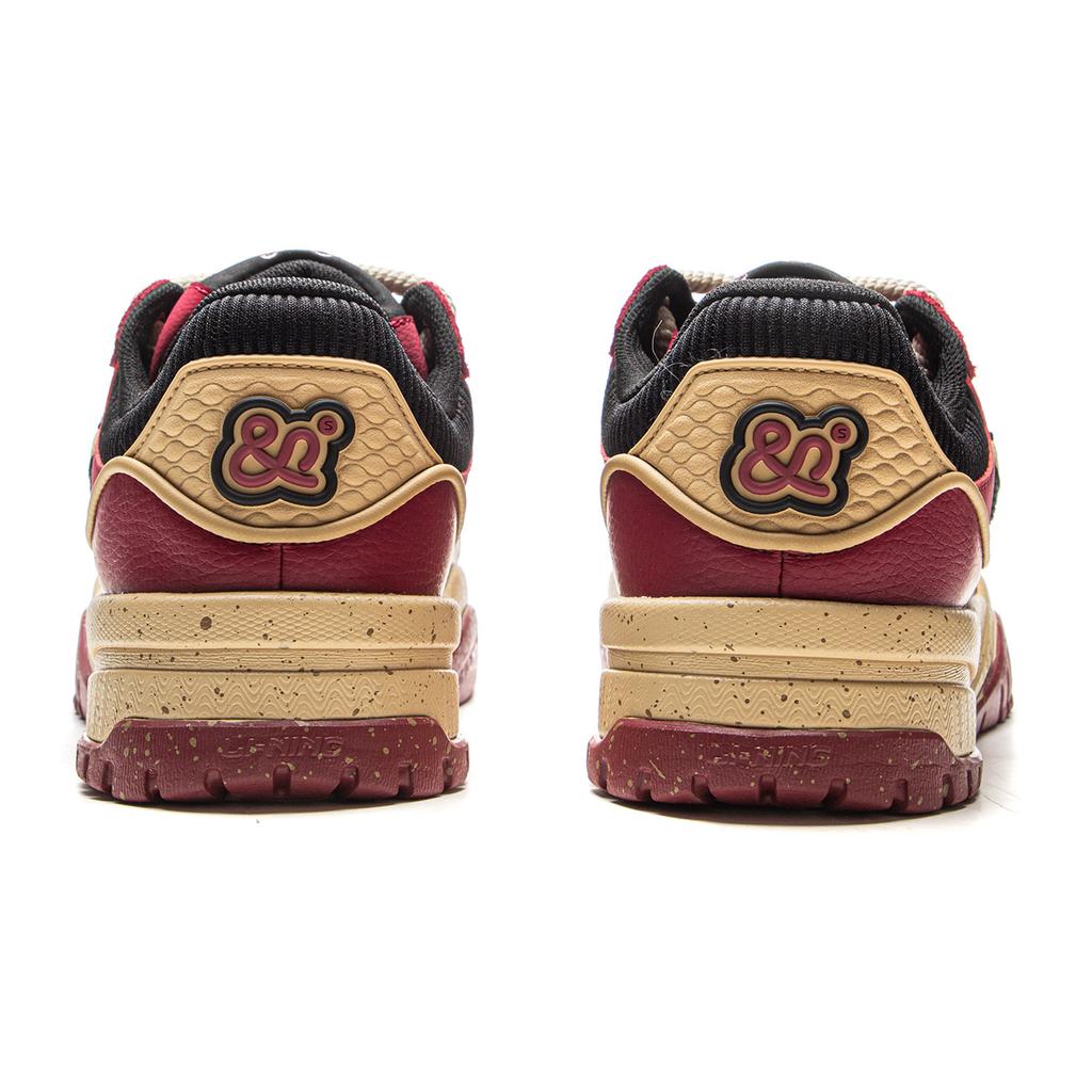 Li Ning Classic Fashion Trendy Thick Sole Height Increasing Slimming Versatile Bread Shoes Men Sneakers Dark-Red AGCV463-2