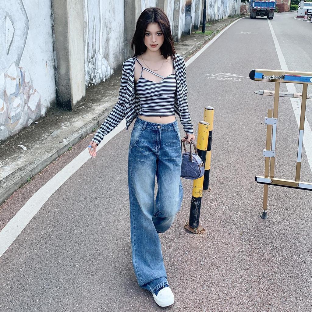 Early Autumn Retro Mid-Rise Flare Jeans with Extended Length for Women