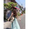 French Super Fairy Pendulum Blue-green Suspender Dress for Women's Summer Waist and Thin Seaside Vacation High-end Long Dress