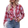Autumn and winter new casual fashion loose plaid button shirt autumn new products women's long-sleeved top 6803