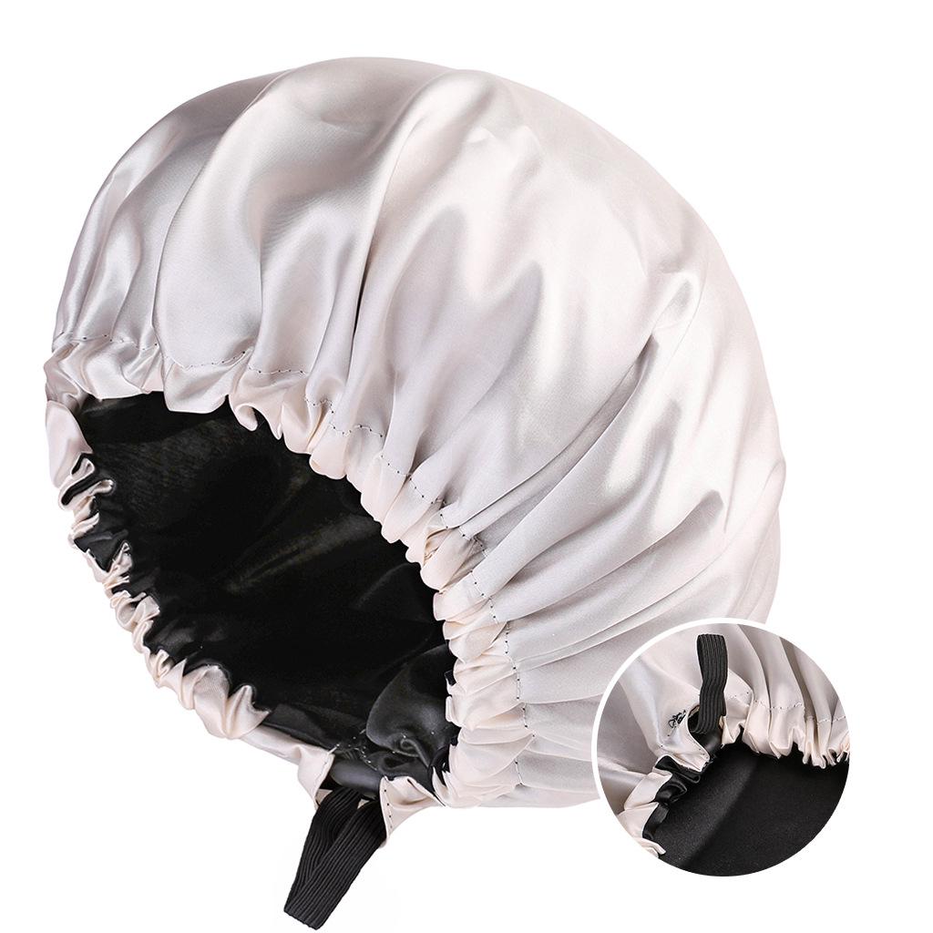 2024 Fashionable Double-Sided Satin Sleep Cap for Women - Elastic, Stylish Hair Protection with Button Design