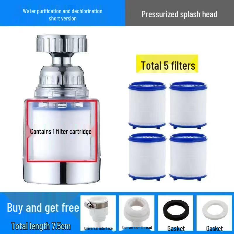 360° Rotating Splash-Proof Kitchen Faucet Filter & Showerhead Extender