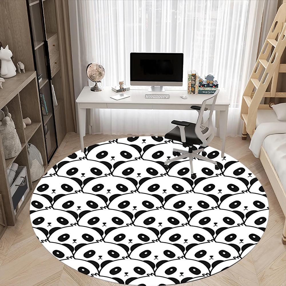 1pc Panda Pattern Office Round Area Rug, Indoor Mat Suitable For Office, Under Office Chairs Bedroom Living Room Home Decor, Room Deco