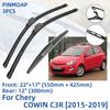 3PCS For Chery COWIN C3R 2015-2019 22"+17"+12" Front Rear Wiper Blades Windshield Windscreen Window Cutter Accessories 2015 2016 2017 2018 2019