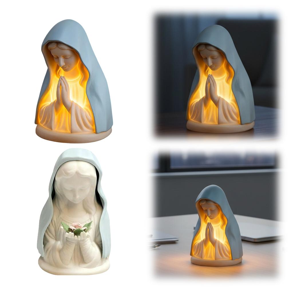 Virgin Mary Prayer Night Light Handcrafted Soft Eye Protection Night Lights Home Decoration Desk Accessories for Reading