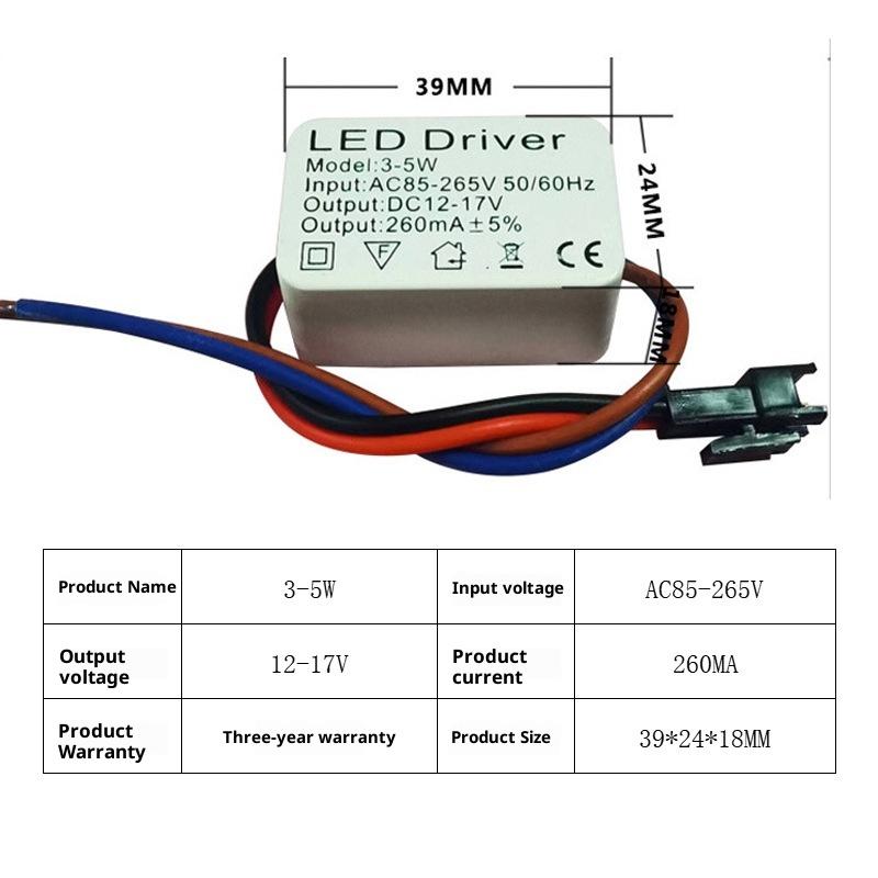 1Pcs 1-3W 3-5W 4-7W 8-12W 12-18W 18-24W Isolated LED Driver Power Supply Adjustable Constant Voltage 260mA Lighting Transformer