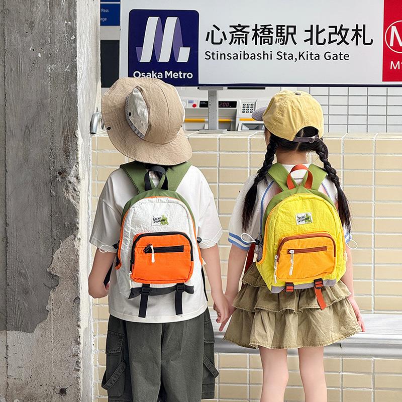 Schoolbag kindergarten school bag children's color matching outdoor backpack travel boys and girls trendy cool boys mountaineering small backpack