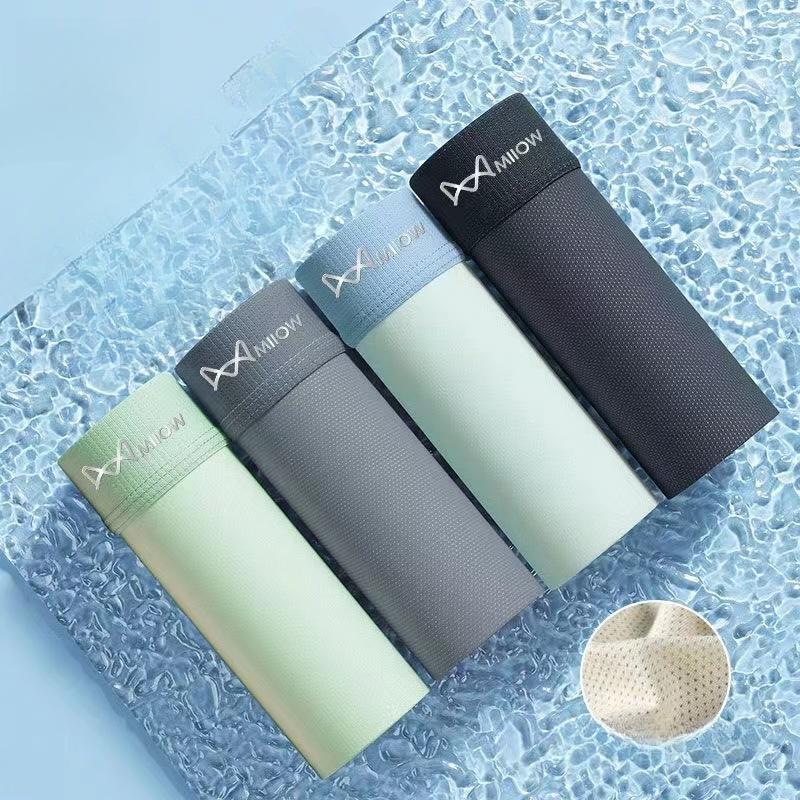 

4 шт. Мужское дышащее нижнее белье из ледяного шелка, влагоотводящее, плоское нижнее белье с четырьмя углами, легкое и бесшовное нижнее белье, боксеры 4XL