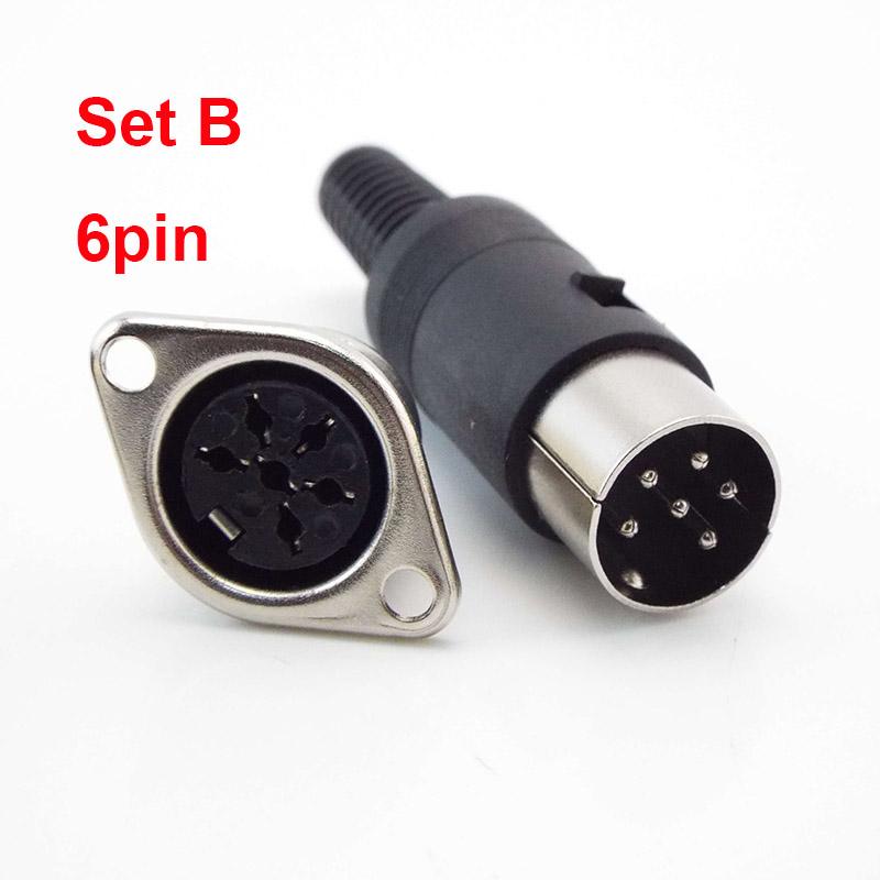 DIN Audio Adapter 3/4/5/6/7/8 Pin DIN Male Female Plug with Plastic Handle Female Socket Hulled Panel Mount Chassis Connector