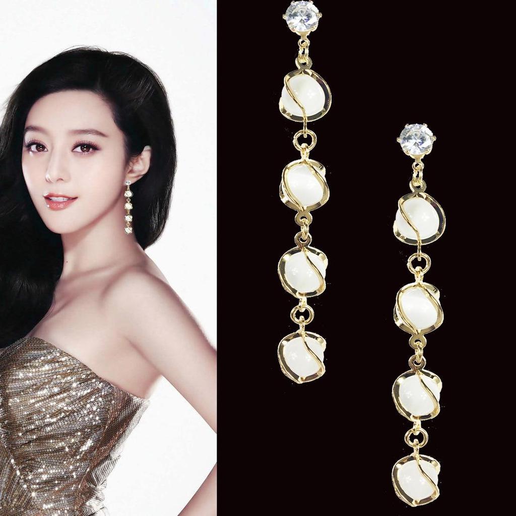 Pearl & Zircon Tassel Earrings