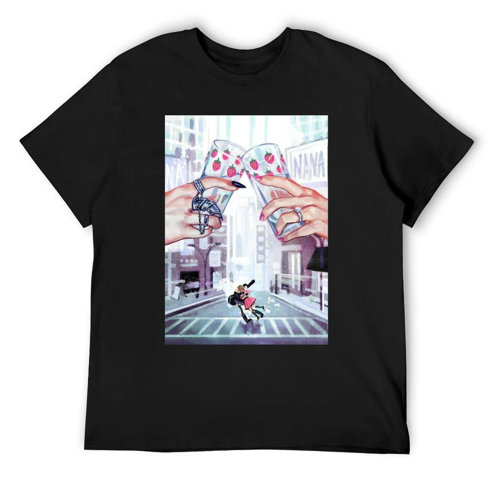 

NANA strawberry glasses art T-Shirt cotton graphic tees quick-drying graphic t shirt vintage anime t shirts for men 4XL