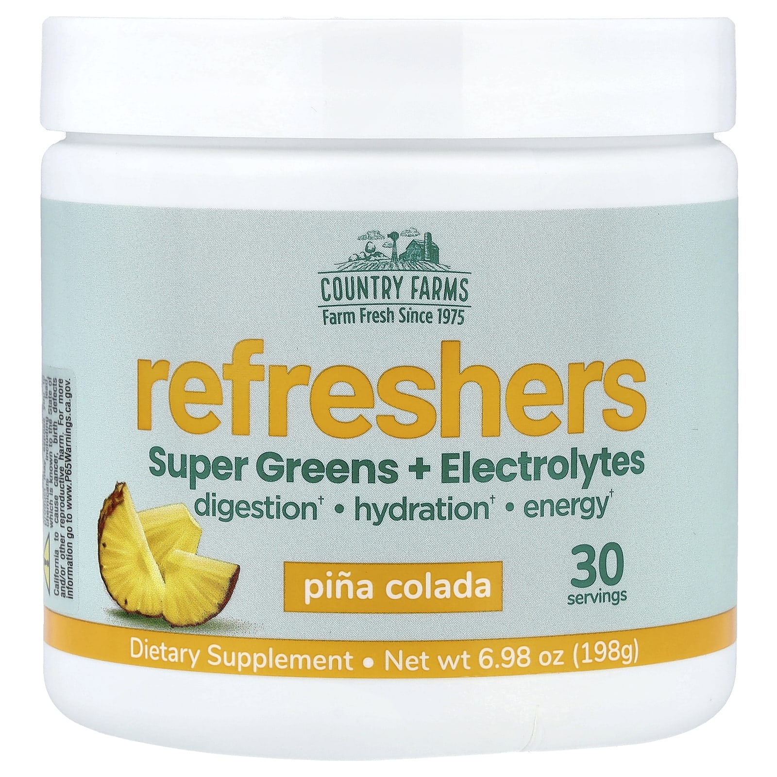 

Country Farms, Refreshers, Super Greens + Electrolytes, Pina Colada, 6.98 oz (198 g)