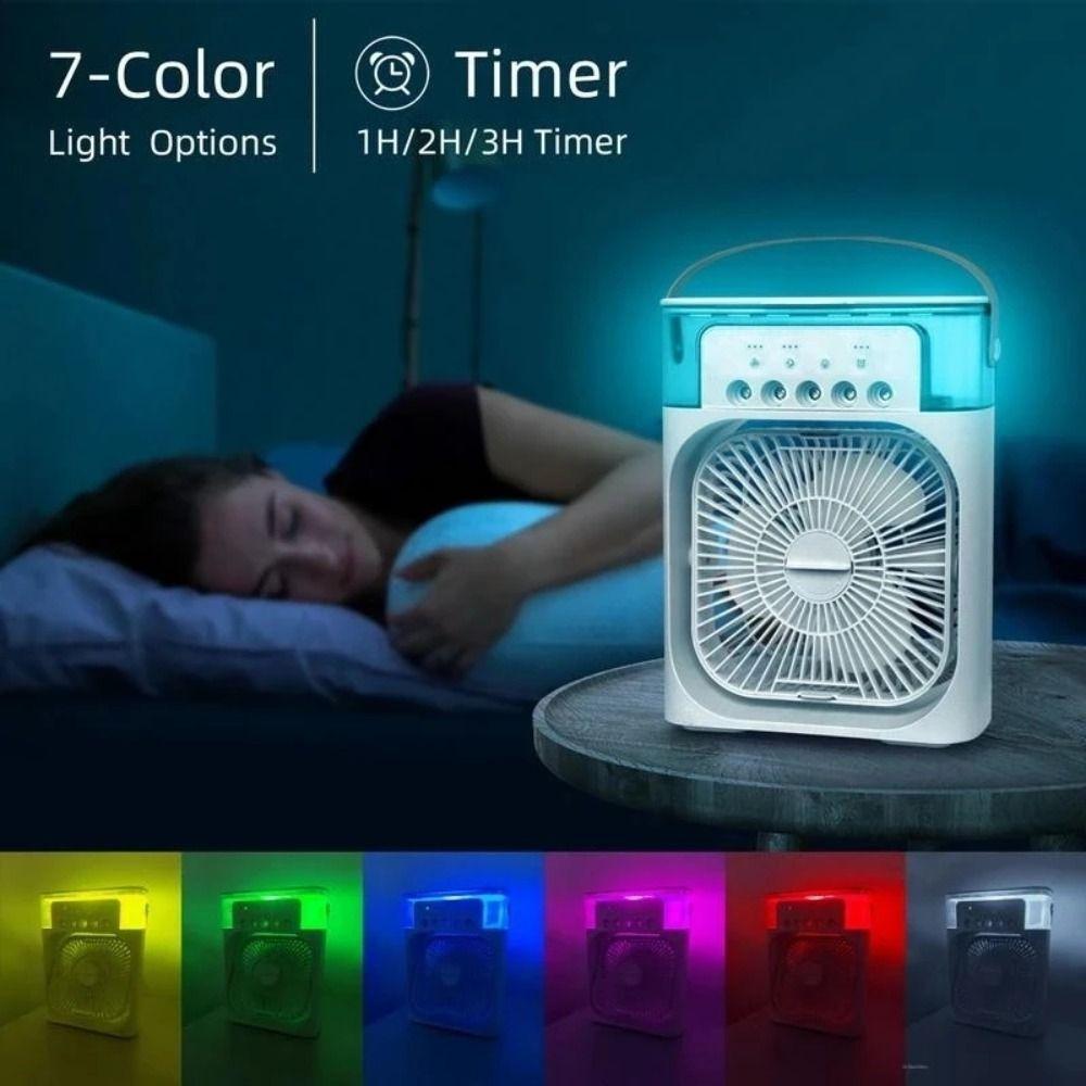 LED Night Light Spray Fan 3 In 1 Air Conditioner Mini Air Cooler  Office