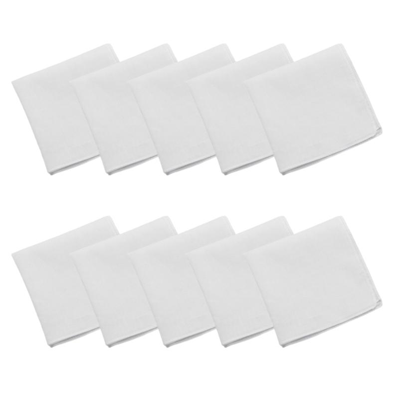 

10 штук белых носовых платков из полиэфирного хлопка, набор носовых платков, идеально подходящих для чувствительной кожи и для повседневного использования 1