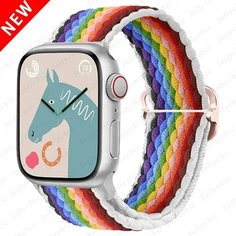 Braided Solo Loop For Apple Watch Ultra Band 40mm 44mm 41mm 38mm 49mm 45mm Elastic Nylon Bracelet iWatch Series 9 8 7 3 Se Strap