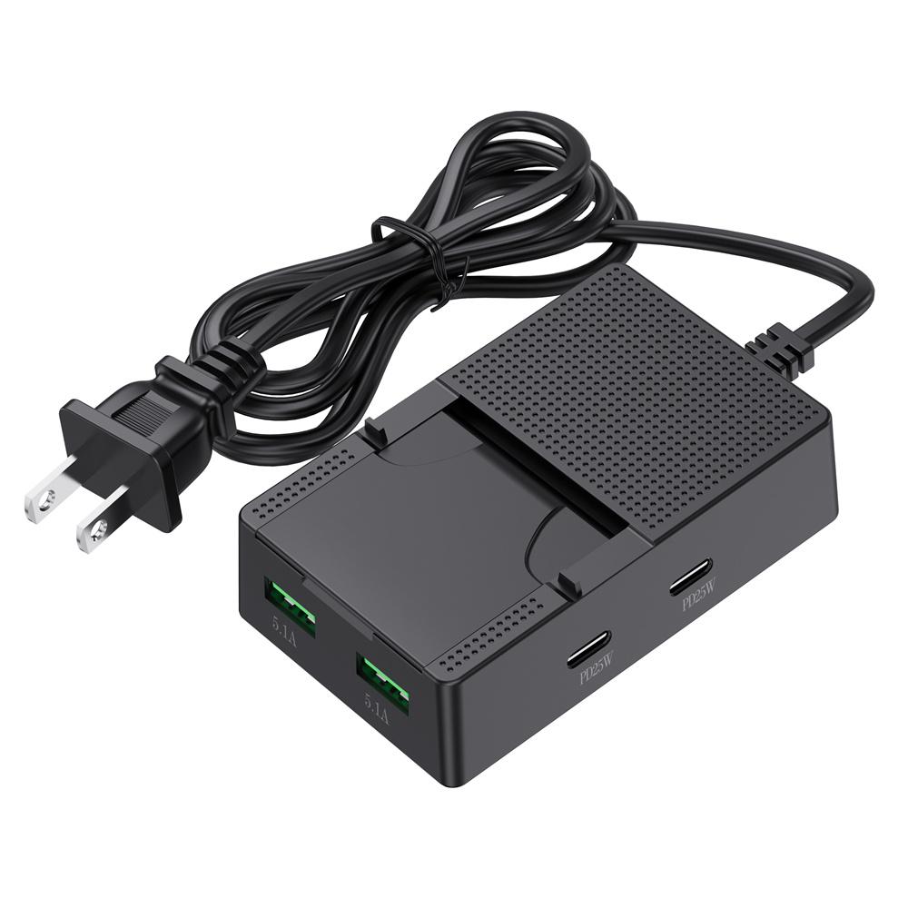 

Розетка питания Type C высокой скорости Зарядное устройство USB 4-портовая USB-зарядная станция Мультиустройство USB-хаб Type C Настенный адаптер Удлинительные розетки