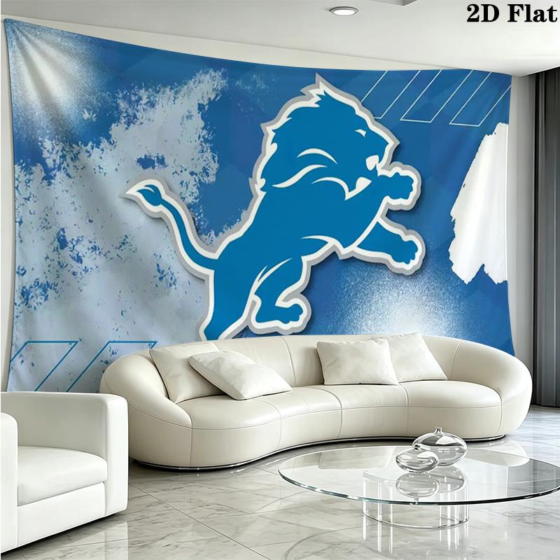 Detroit Lions Wall Tapestry Aesthetic Wall Hanging Printed Fabric Blanket Decorative Tapestries for Bedroom Living Room Home Decor
