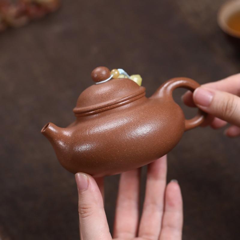 

180ml Luxury Yixing Purple Clay Teapots Famous Artists Handmade Rong Tian Pot Raw Ore Gold Mud Kettle Zisha Tea Set Supplies Cha