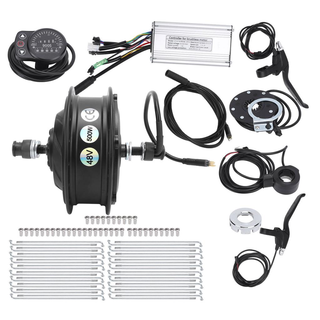 Elektrofahrrad Umrüstsatz 48V 500W Vorderrad Nabenmotor Set mit KT‑900S Display Anzeige für 12G Rad