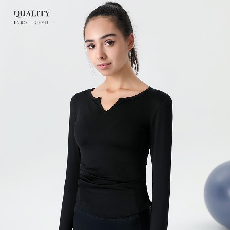 

Lulu Yoga Утягивающий топ с V-образным вырезом и длинным рукавом, быстросохнущий, для фитнеса Medium (47-55kg)