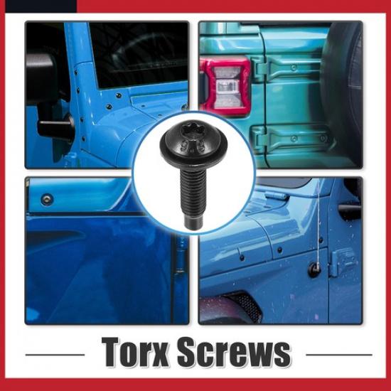 Pack of 2 for Jeep Wrangler 2007-2018 Extra Long Black 6pcs Hard Top Torx Screws