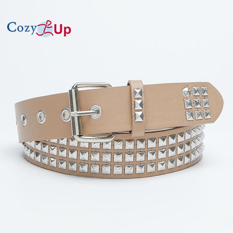 New Square Bead Rivet Belt Metal Pyramid Belt Men and Women Punk Hardware Jeans Belt Y2K Belt Designer Belt Women's Belts