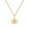 Stainless Steel Bead Chain Hollow Flower Gold Necklace, Elegant Fashion Accessories 1876
