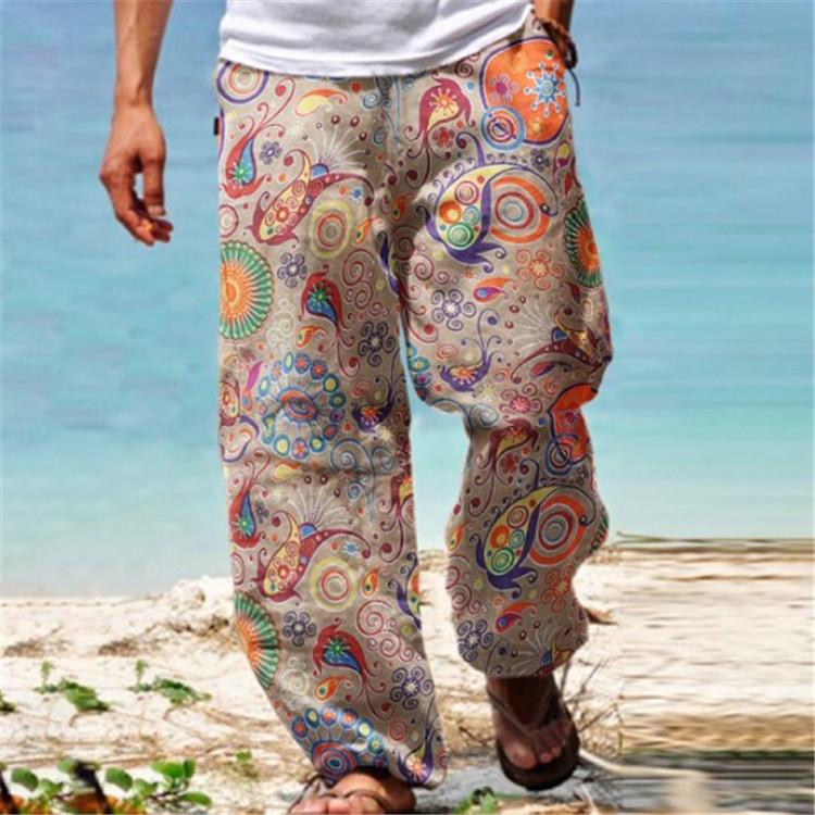New Men's Youth Printed Relaxed-Fit Casual Trousers
