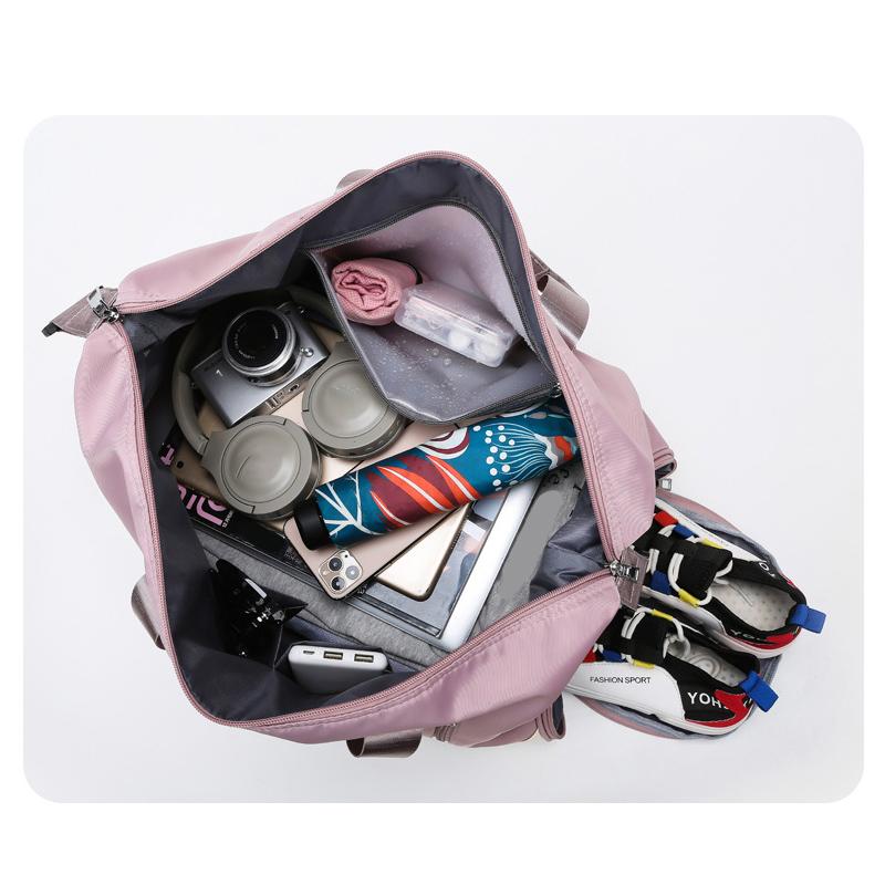 Color Block Waterproof Duffle Bag, With Independent Shoe Compartment Portable Gym Bag For Sports Fitness Short Travel Weekend Trip