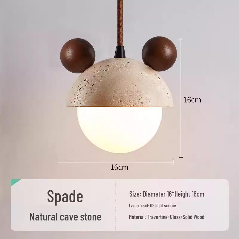 Yellow Travertine Pendant Light - Retro Cream Wabi-sabi Style for B&B, Restaurant, Bedroom, or Bedside.