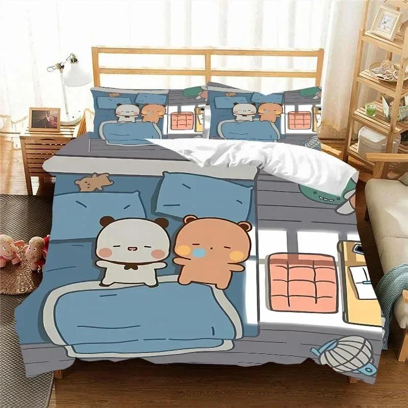 Kawaii Bubu and Dudu 3D Printing Anime Bedding Set Duvet Cover Comforter Bed Single Twin Full King Queen Size Bedding Set Kids