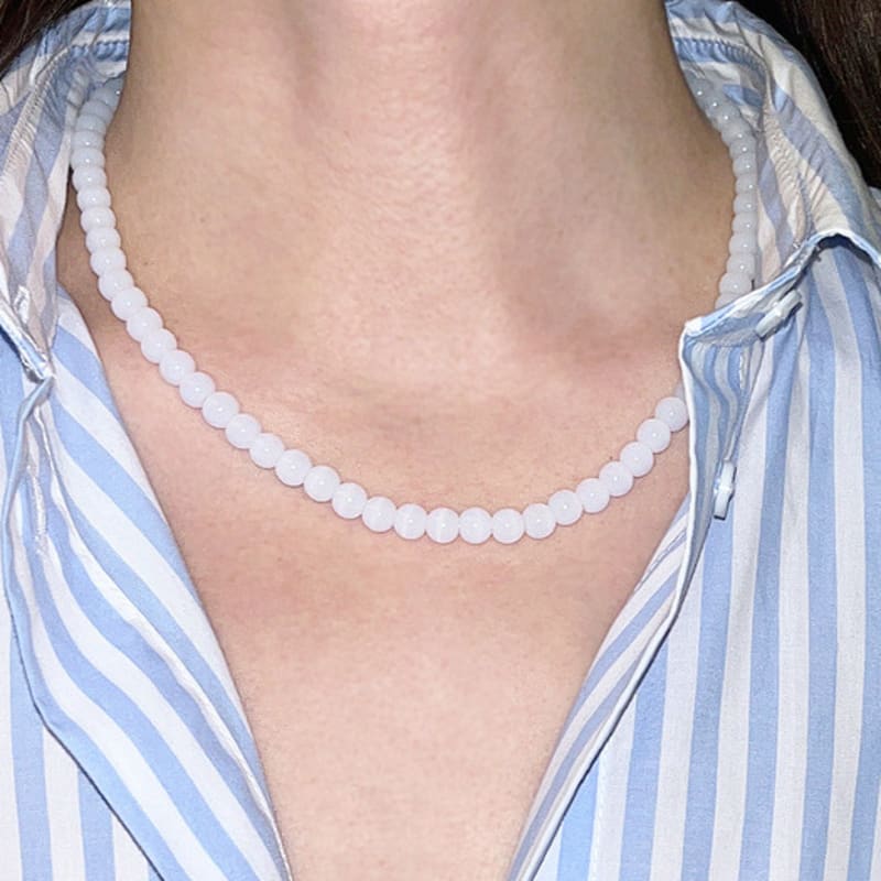 DEFINE OTHER White Glass Beads Necklace