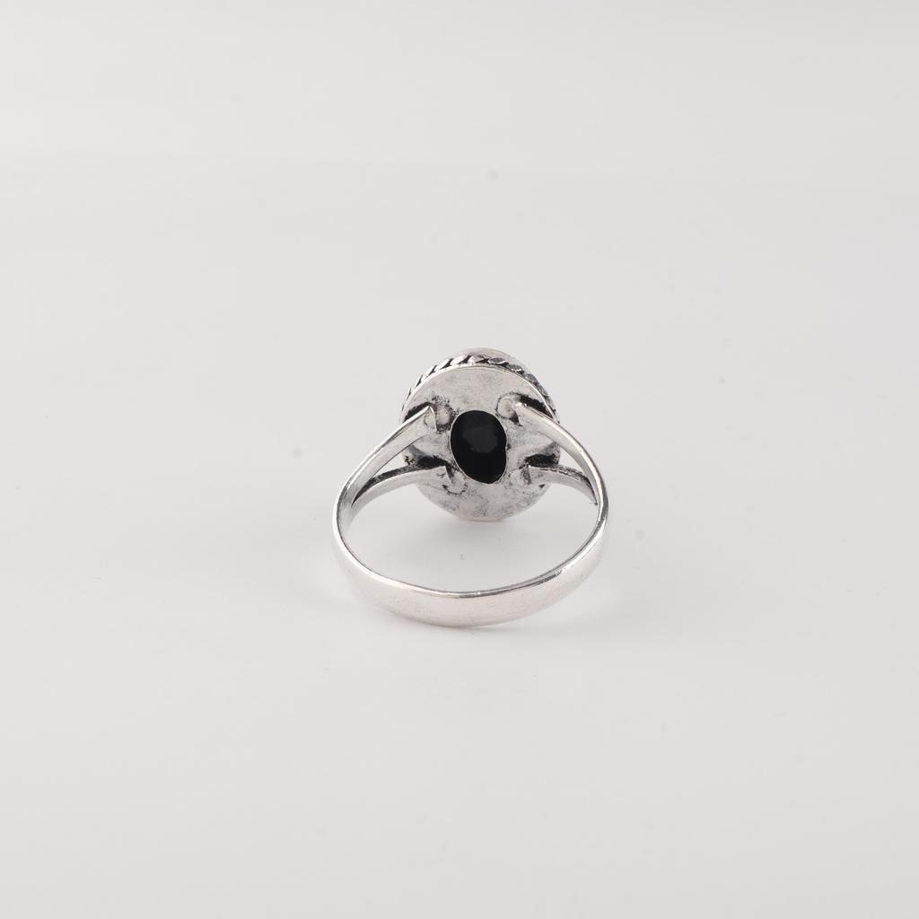 Natürlicher Schwarzer Onyx Edelstein 925er Sterling Silber Schmuck Handgefertigter Ring Für Verlobungsgeschenk RR-84-21