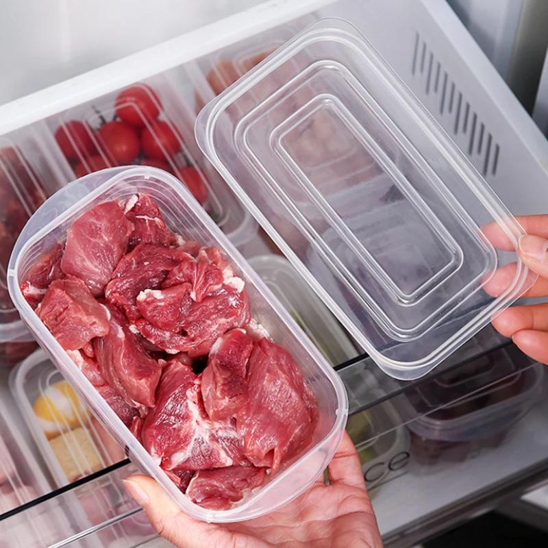 5pcs Refrigerator Storage Box Freezing Vegetable Fruit Fridge Organizer Freeze Meat Fresh-Keeping Box With Lid For Kitchen