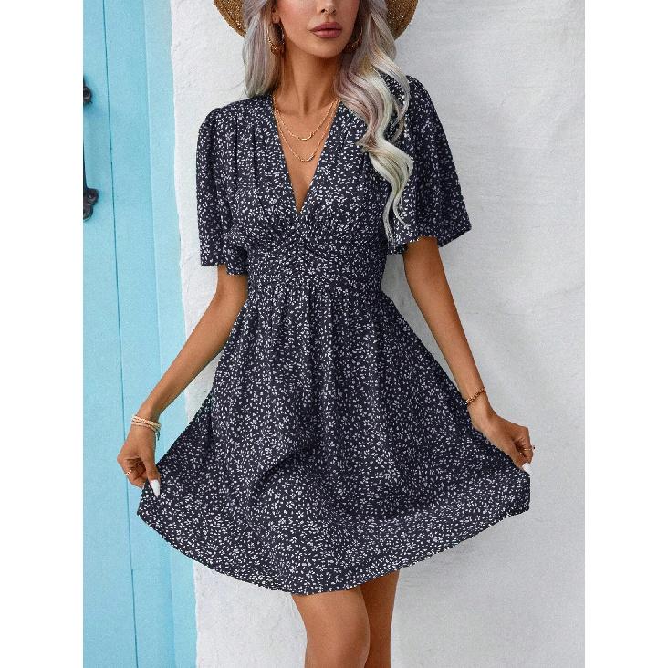 Neues Frühlings- und Sommerkleid für den Urlaub im Alltag, Pendeln, Arbeit, bequem, sexy, elegant, Damenmode, bedruckt