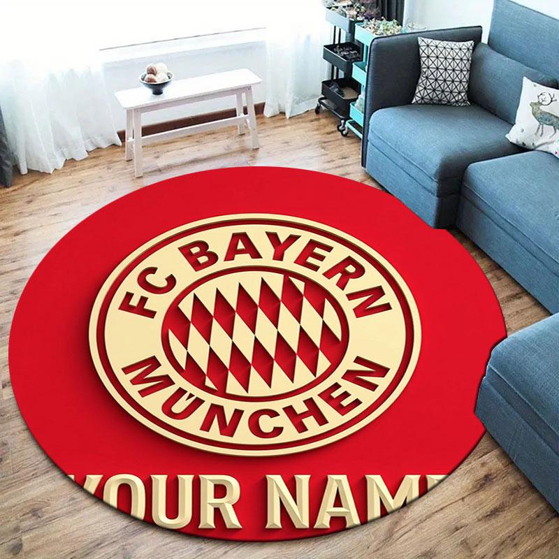 FC Bayern Munchen Custom Name Round Area Rug,Carpet Rug for Living Room Bedroom Sofa Playroom Decor,Non-slip Floor Mat