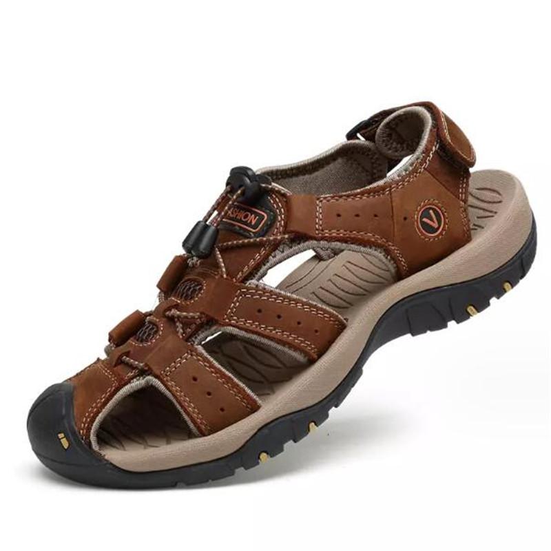 Summer Genuine Leather Sport Sandals Men Trekking Hiking Climbing Casual Sneakers Male Outdoor Soft Roman Wading Beach Shoes