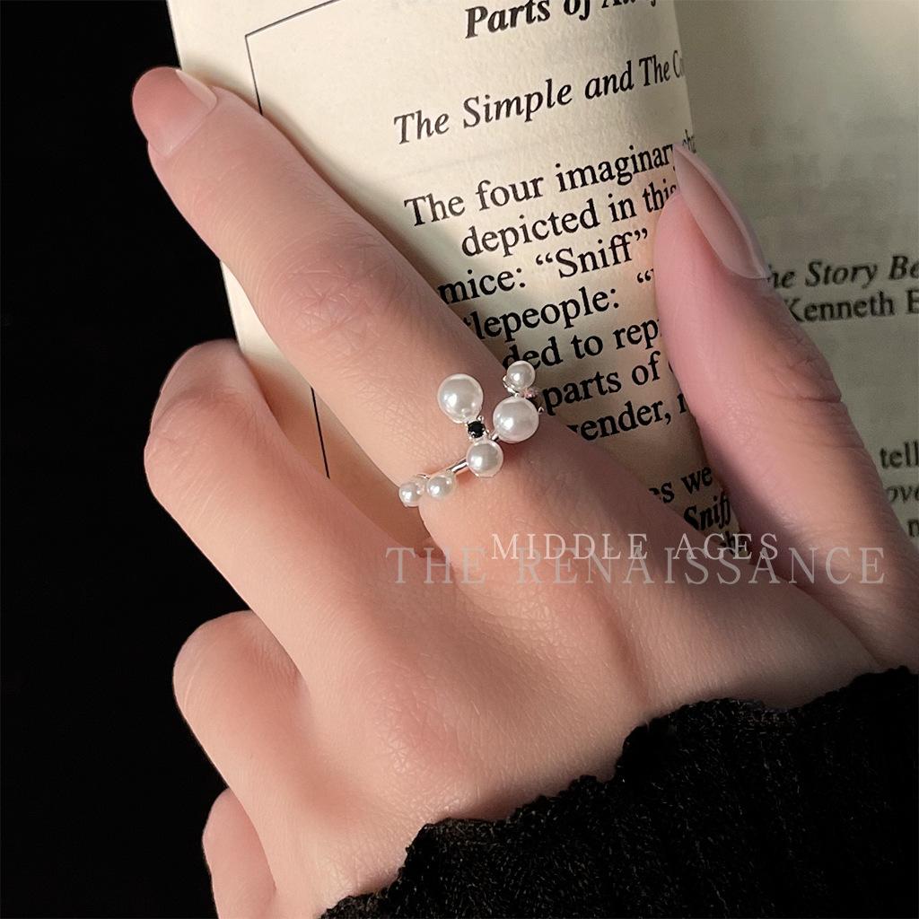 

Pearl Personality Ring Irregular Opening Adjustable Index Finger Ring Temperament Jewelry
