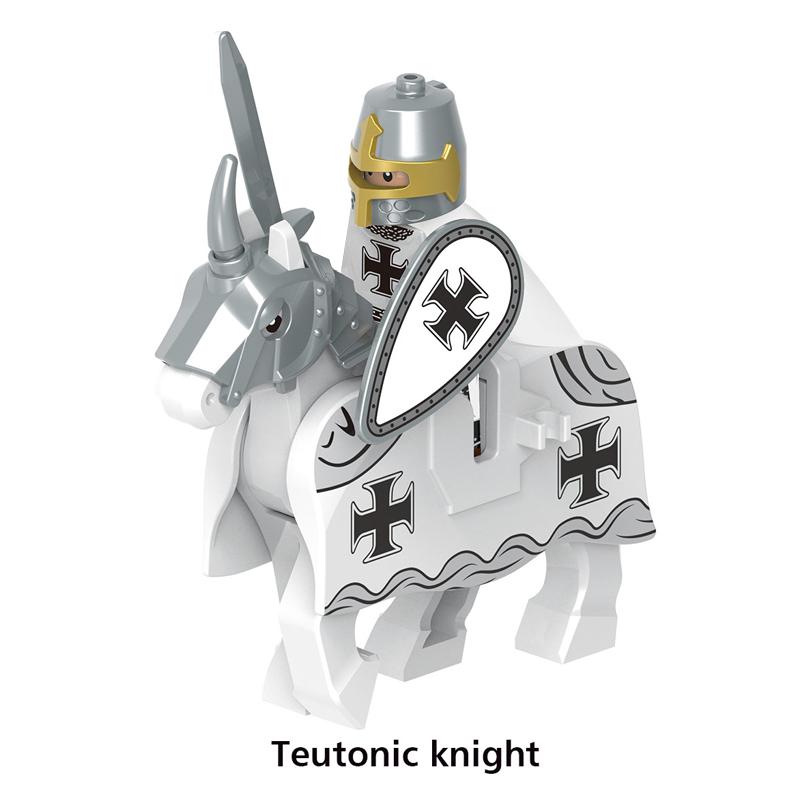 Medieval Figures Middle Ages Rome Warrior Golden Knight Horse Hawk Castle King Dragon Knights Building Blocks BricksToys gifts