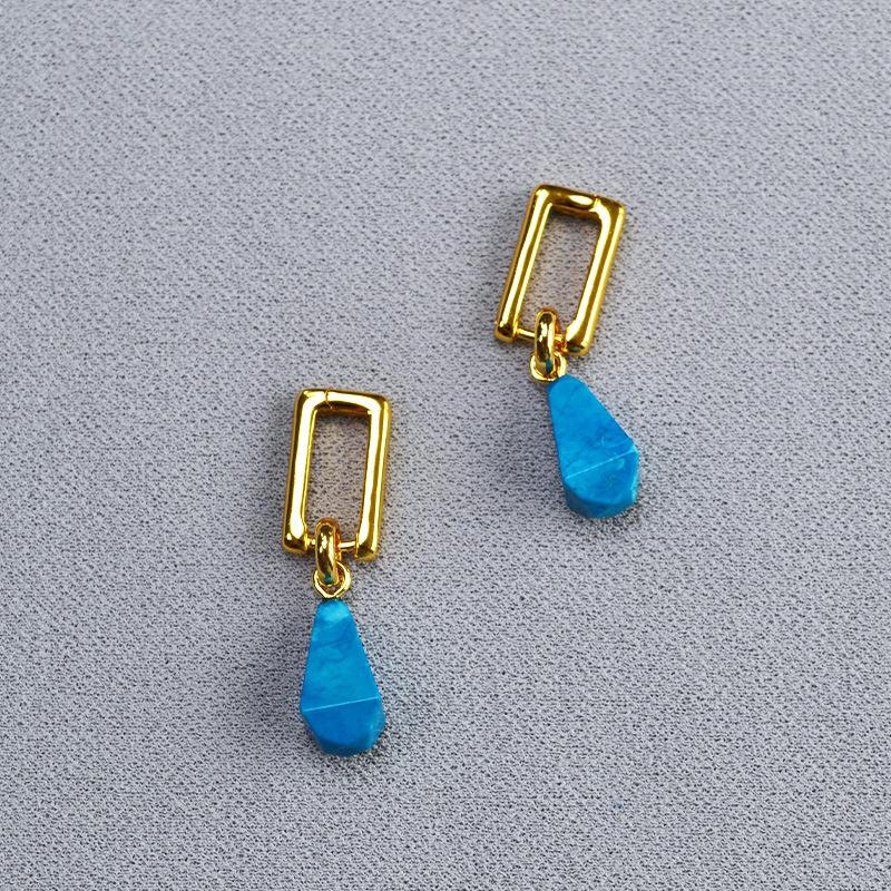 Colier Damă Francez Nișă Simplu Lux Ușor Sens Înalt Geometric Tridimensional Piatra Lapis Lazuli Verde Agat Pandantiv Alamă Placat cu Aur