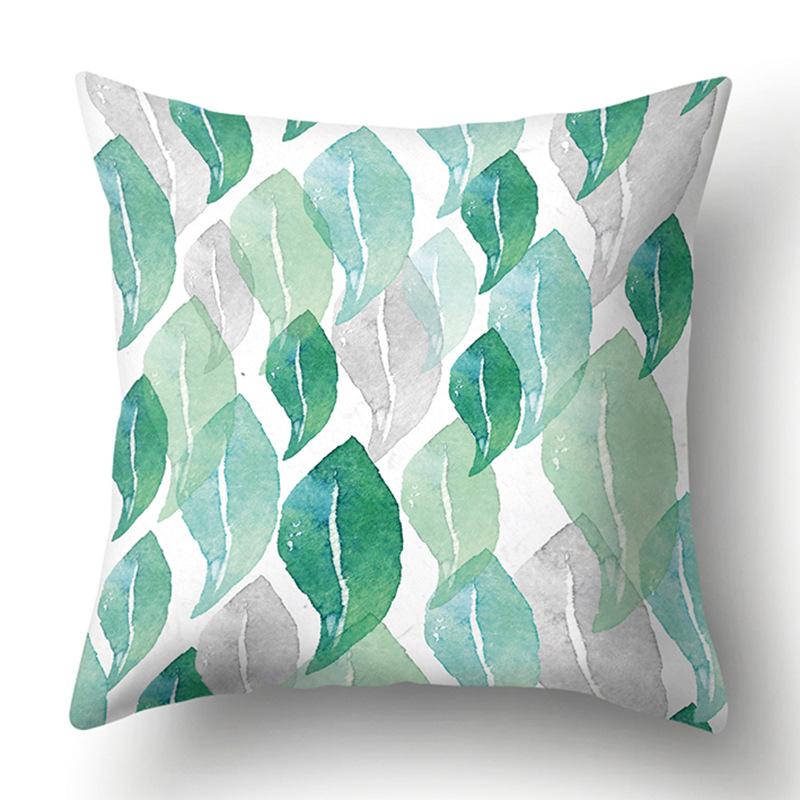 Polyester Pillowcase Green Tree Leaf Pillowcase Home Soft Furnishing Car Cushion Cover