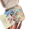 4Pcs/set Fashion Hairpins Simple Polka Dot Pink Bow Duck Bill Bangs Clip Versatile Children's Niche Headwear Hairpin