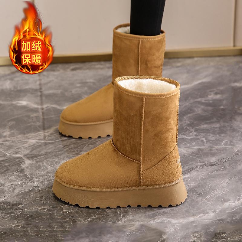 Thick-soled Snow Boots Winter Velvet Thickened Large Cotton Shoes Medium Tube Casual Soft-soled Short Boots