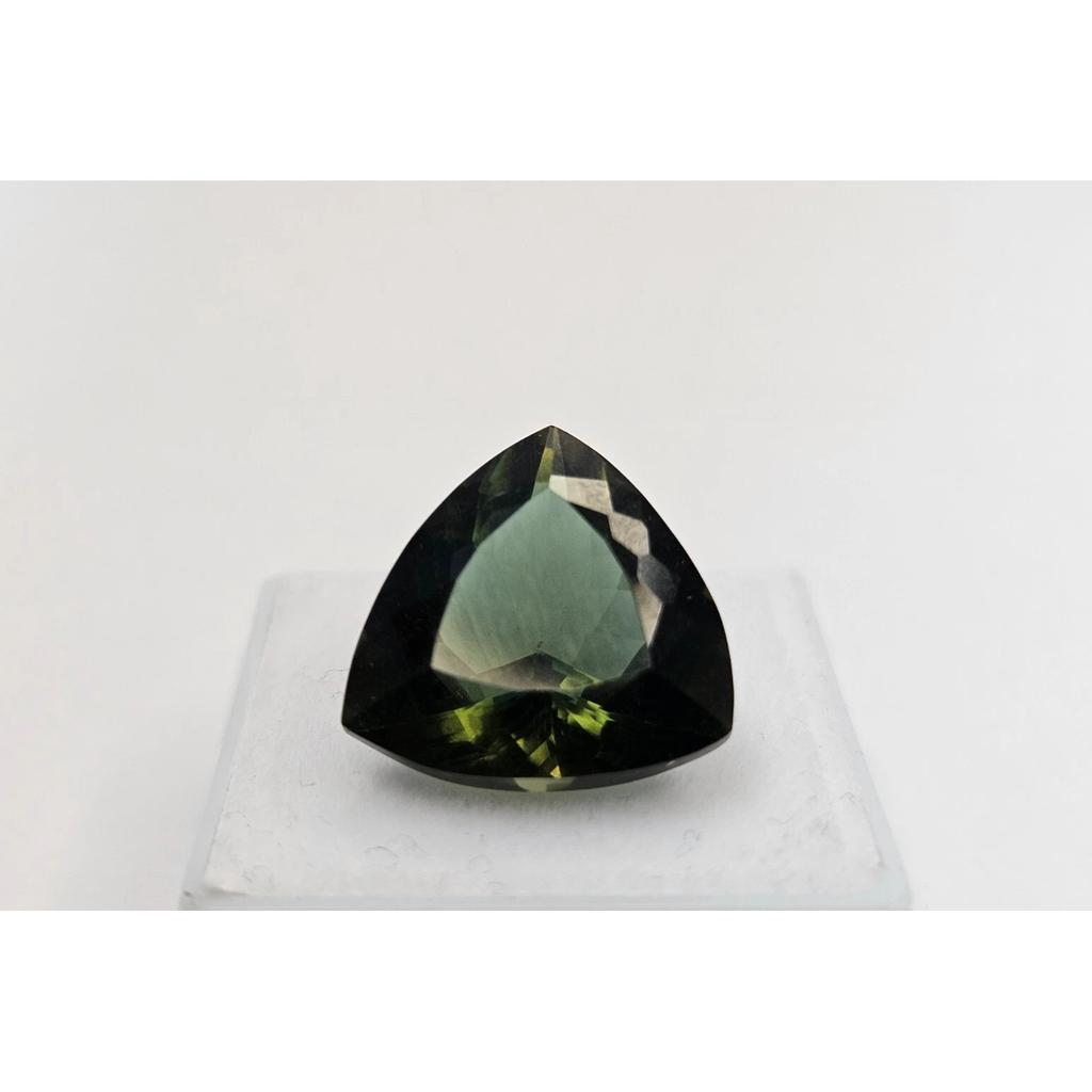 Fabulous Natural Green Moldavite 11-12 Ct Trillion Cut Certified Loose Gemstone