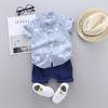 Summer Baby Boys 0-4 Years Short Sleeve Cartoon Fish Printed Shirt Short Pant 2pcs Clothing Set Children Cotton Suit