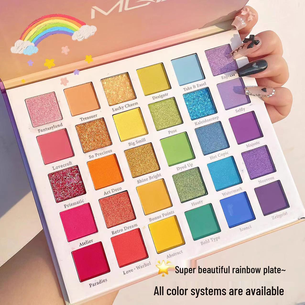 

MGL Rainbow Candy 30-Color Eyeshadow Palette – Gradient & Pearlescent Shades for Kids Stage Performance & Cosplay Makeup