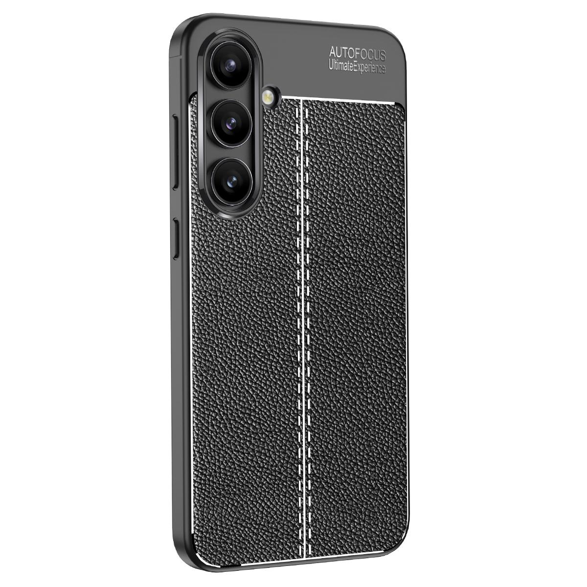 

For Samsung Galaxy S24 FE Case Litchi Texture TPU Flexible Phone Cover Black