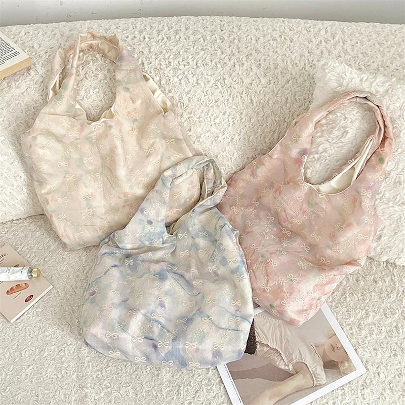 Sweet Shoulder Bag For Women Fanshion Floral Bow Lace Style Handbag Large Casual Capacity Shopper Tote Bags