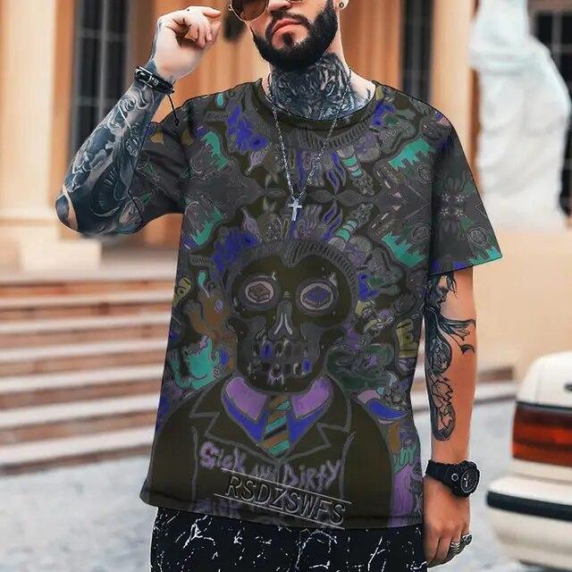 Letní pánské tričko Umění různých rozměrů 3D tisk Pánské topy Humorné Abstraktní Vtipné Šití Vysoká kvalita