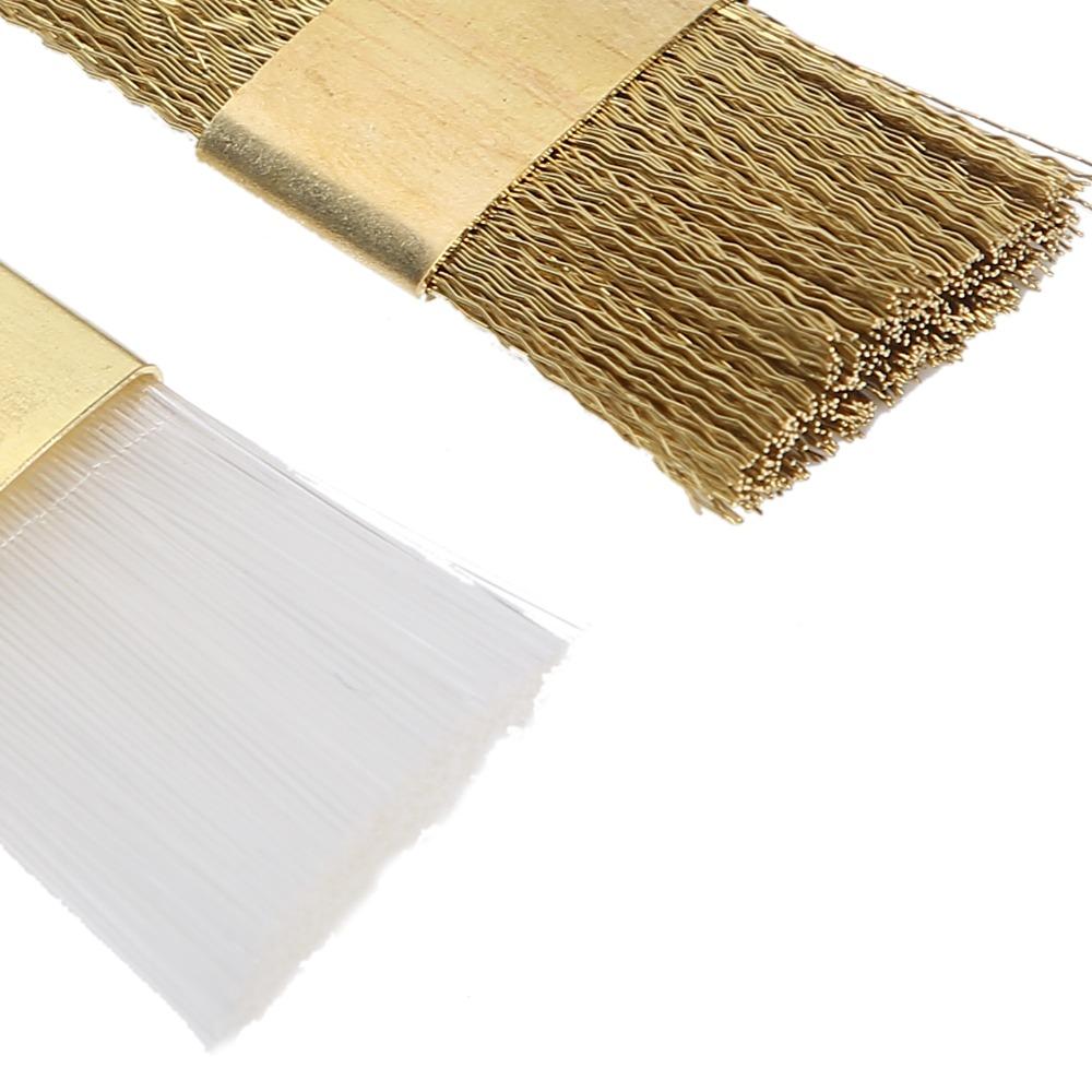 2 Pieces Brass Wire Nail Art Bits Cleaning Brush Mini Size Nail Dust Brush  For Manicure